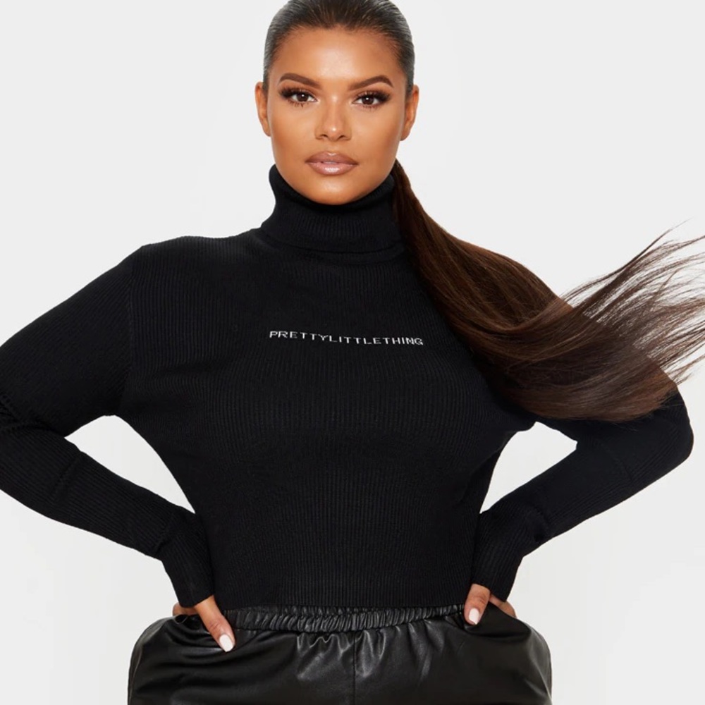 pretty little thing plus black ribbed sweater